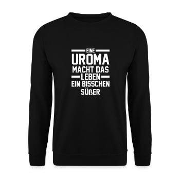 Urgroßmutter Uroma - Unisex Pullover - Schwarz - Vorne - Alina (178cm) & Michal (187cm)