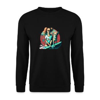 French Bulldog | SUP Stand Up Paddling Surf Girl - Unisex Sweatshirt - black - Front - Alina (178cm) & Michal (187cm)