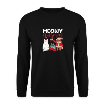 Meow Sloth Cat Sloth Merry Christmas - Unisex Sweatshirt - black - Front - Alina (178cm) & Michal (187cm)