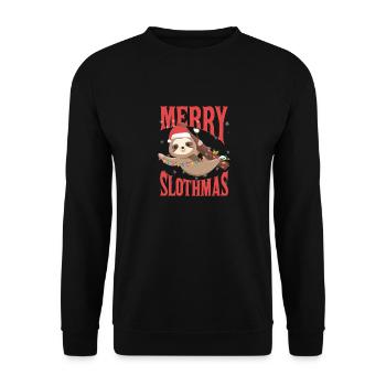 Merry Slothmas Funny Sloth Christmas Pajamas - Unisex Sweatshirt - black - Front - Alina (178cm) & Michal (187cm)