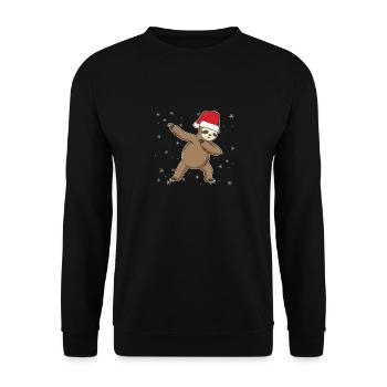 Dabbing Weihnachtsmann Faultier Frohe Faultier - Unisex Pullover - Schwarz - Vorne - Alina (178cm) & Michal (187cm)