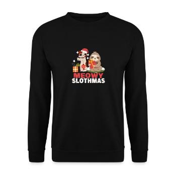 Meow Sloth Cat Sloth Merry Christmas - Unisex Sweatshirt - black - Front - Alina (178cm) & Michal (187cm)