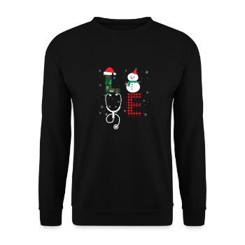 Love CNA Life Snowman Santa Claus Funny - Unisex Sweatshirt - black - Front - Alina (178cm) & Michal (187cm)