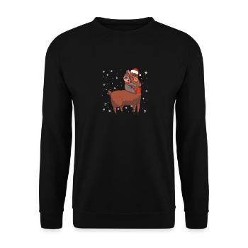 Paresseux chevauche le Père Noël de Noël Llama - Sweat-shirt Unisexe - noir - Devant - Alina (178cm) & Michal (187cm)