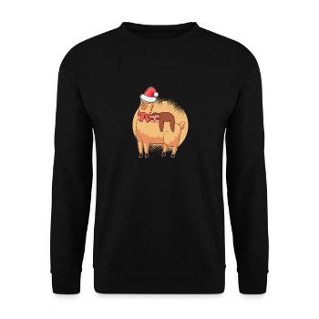 Paresseux chevauche le Père Noël de Noël Llama - Sweat-shirt Unisexe - noir - Devant - Alina (178cm) & Michal (187cm)