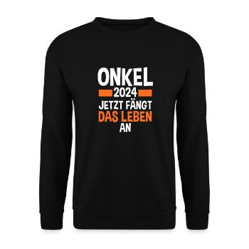 Werdender Onkel 2028 - Unisex Pullover - Schwarz - Vorne - Alina (178cm) & Michal (187cm)