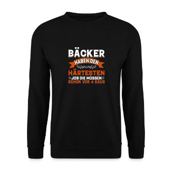 Job Arbeit Bäcker Bäckerei - Unisex Pullover - Schwarz - Vorne - Alina (178cm) & Michal (187cm)