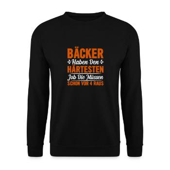 Bäcker Bäckerei Geschenk lustig - Unisex Pullover - Schwarz - Vorne - Alina (178cm) & Michal (187cm)