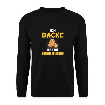 Brötchen Bäcker Geschenkidee - Unisex Pullover - Schwarz - Vorne - Alina (178cm) & Michal (187cm)