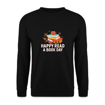 Happy Read A Book Day Introvert Book Club - Unisex Sweatshirt - black - Front - Alina (178cm) & Michal (187cm)