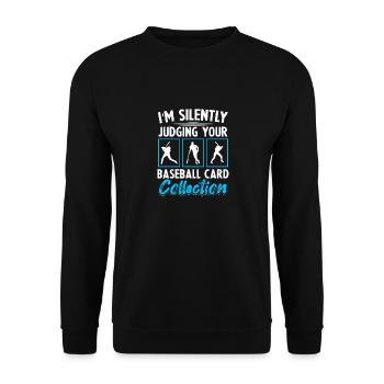 Trader jugeant silencieusement la collection de cartes de baseball C - Sweat-shirt Unisexe - noir - Devant - Alina (178cm) & Michal (187cm)
