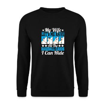Collector Trader Funny All The Baseball Cards I Ca - Unisex Sweatshirt - black - Front - Alina (178cm) & Michal (187cm)