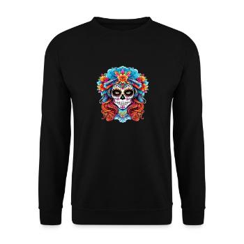 La Catrina Costume fr Femmes Dia De Los Muertos Hal - Sweat-shirt Unisexe - noir - Devant - Alina (178cm) & Michal (187cm)