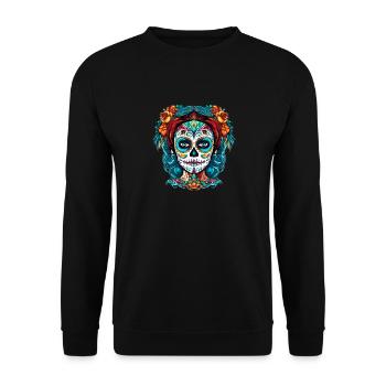 La Calavera Catrina Sugar Skull Halloween Femmes - Sweat-shirt Unisexe - noir - Devant - Alina (178cm) & Michal (187cm)