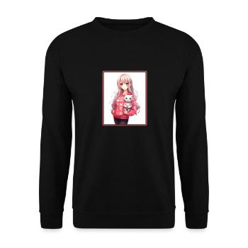 Kawaii Girl Anime Manga Girl Cat - Sweat-shirt Unisexe - noir - Devant - Alina (178cm) & Michal (187cm)