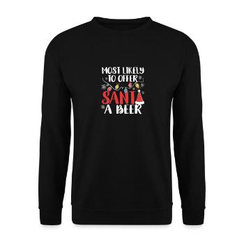 Most likely to offer Santa Claus a beer - Unisex Sweatshirt - black - Front - Alina (178cm) & Michal (187cm)