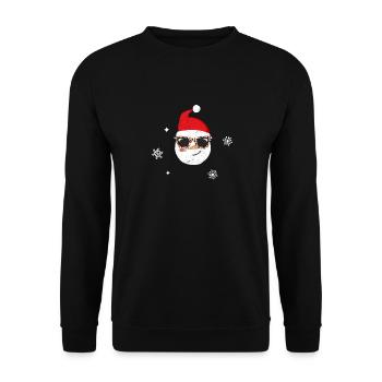 Lustige Weihnachten Schneemann Gesicht Leopard - Unisex Pullover - Schwarz - Vorne - Alina (178cm) & Michal (187cm)