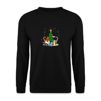 Guitariste Basse Gnome Funny Christmas Tree - Sweat-shirt Unisexe - noir - Devant - Alina (178cm) & Michal (187cm)