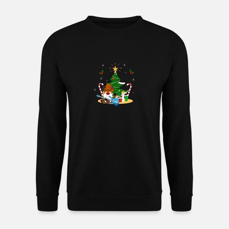 Bassgitarre Spieler Gnome lustig Weihnachtsbaum - Unisex Pullover - Schwarz