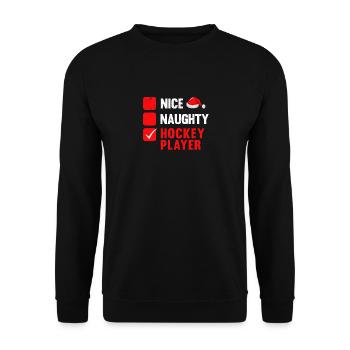 Noël mignon vilain joueur de hockey - Sweat-shirt Unisexe - noir - Devant - Alina (178cm) & Michal (187cm)