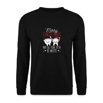 Joyeux Noël Que toutes vos dents soient blanches - Sweat-shirt Unisexe - noir - Devant - Alina (178cm) & Michal (187cm)