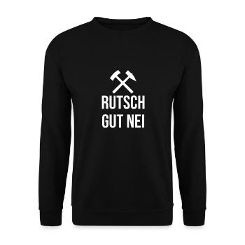 Erzgebirge Rutsch gut nei - Unisex Pullover - Schwarz - Vorne - Alina (178cm) & Michal (187cm)