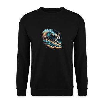 Chihuahua | Surf Cool Planche Surfeur Océan Chien - Sweat-shirt Unisexe - noir - Devant - Alina (178cm) & Michal (187cm)