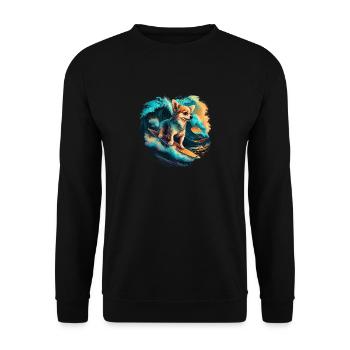Chihuahua | Surf Cool Planche Surfeur Océan Chien - Sweat-shirt Unisexe - noir - Devant - Alina (178cm) & Michal (187cm)