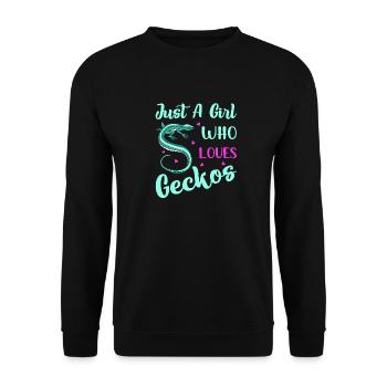 Juste une fille qui aime les geckos Reptile Lizard Lover - Sweat-shirt Unisexe - noir - Devant - Alina (178cm) & Michal (187cm)