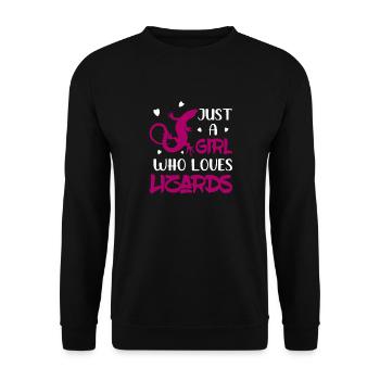 Just A Girl Who Loves Lizards Reptile Lizard Lover - Unisex Pullover - Schwarz - Vorne - Alina (178cm) & Michal (187cm)