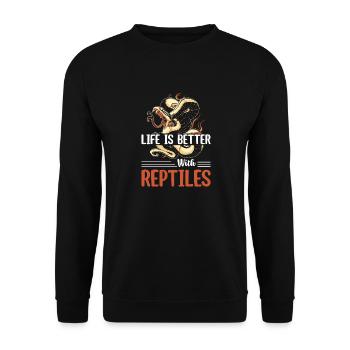 Life Is Better With Reptiles Reptile Lizard Lover - Unisex Pullover - Schwarz - Vorne - Alina (178cm) & Michal (187cm)