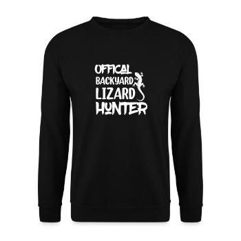 Offical Backyard Lizard Hunter Lizard Lover Reptil - Unisex Pullover - Schwarz - Vorne - Alina (178cm) & Michal (187cm)