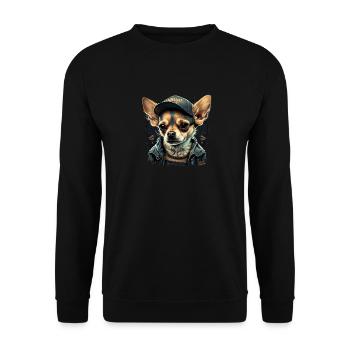Chihuahua | Trucker LKW-Fahrer Vater Männer Auto - Unisex Pullover - Schwarz - Vorne - Alina (178cm) & Michal (187cm)