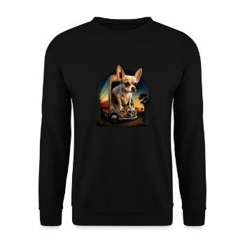 Chihuahua | Trucker LKW-Fahrer Vater Männer Auto - Unisex Pullover - Schwarz - Vorne - Alina (178cm) & Michal (187cm)