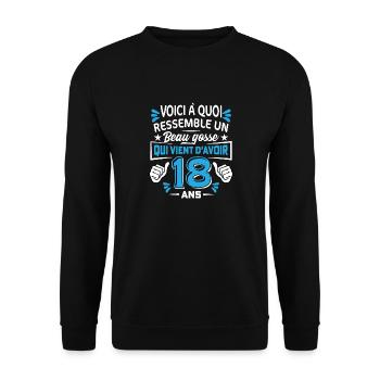 Voici a Quoi Ressemble Un Beau Gosse Qui Vient 18 - Sweat-shirt Unisexe - noir - Devant - Alina (178cm) & Michal (187cm)