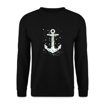Boating Christmas Lights Anchor Santa Sail - Unisex Sweatshirt - black - Front - Alina (178cm) & Michal (187cm)