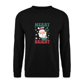 Merry And Bright Pink Funny Christmas Santa Claus - Unisex Sweatshirt - black - Front - Alina (178cm) & Michal (187cm)