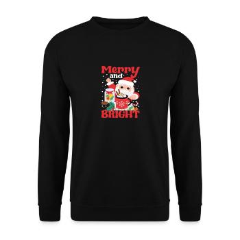 Père Noël joyeux et rose vif drôle - Sweat-shirt Unisexe - noir - Devant - Alina (178cm) & Michal (187cm)