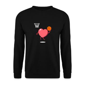 Valentinstag Herz Dunking Basketballspieler - Unisex Pullover - Schwarz - Vorne - Alina (178cm) & Michal (187cm)