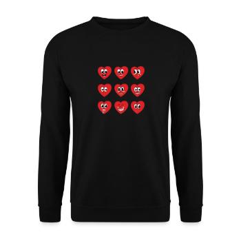 La Saint-Valentin Silly fait face à des cœurs drôles - Sweat-shirt Unisexe - noir - Devant - Alina (178cm) & Michal (187cm)