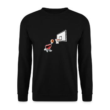 Valentinstag Herz Dunking Basketballspieler - Unisex Pullover - Schwarz - Vorne - Alina (178cm) & Michal (187cm)