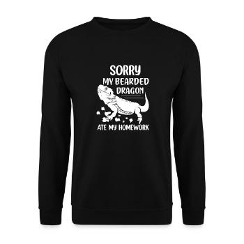 Désolé mon dragon barbu a mangé mes devoirs reptile Li - Sweat-shirt Unisexe - noir - Devant - Alina (178cm) & Michal (187cm)