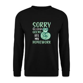 Désolé mon gecko léopard a mangé mes devoirs Lézard Amour - Sweat-shirt Unisexe - noir - Devant - Alina (178cm) & Michal (187cm)
