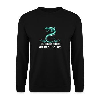 Yes, I Really Do Need All These Lizards Lizard Lov - Unisex Sweatshirt - black - Front - Alina (178cm) & Michal (187cm)