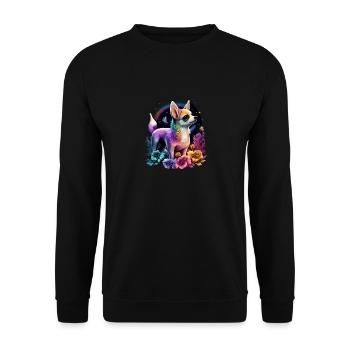 Chihuahua | Colourful Rainbow LGBTQ Unicorn - Unisex Sweatshirt - black - Front - Alina (178cm) & Michal (187cm)