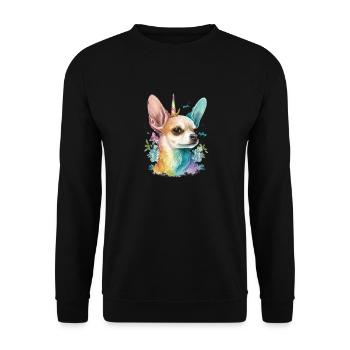 Chihuahua | Colourful Rainbow LGBTQ Unicorn - Unisex Sweatshirt - black - Front - Alina (178cm) & Michal (187cm)