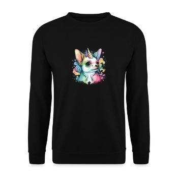 Chihuahua | Colourful Rainbow LGBTQ Unicorn - Unisex Sweatshirt - black - Front - Alina (178cm) & Michal (187cm)