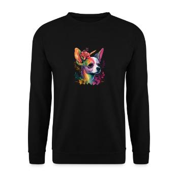 Chihuahua | Colourful Rainbow LGBTQ Unicorn - Unisex Sweatshirt - black - Front - Alina (178cm) & Michal (187cm)