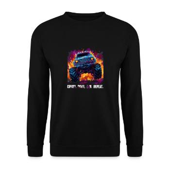Truck Big Retro Race Dad Trucker Lover Jam Vintage - Unisex Sweatshirt - black - Front - Alina (178cm) & Michal (187cm)