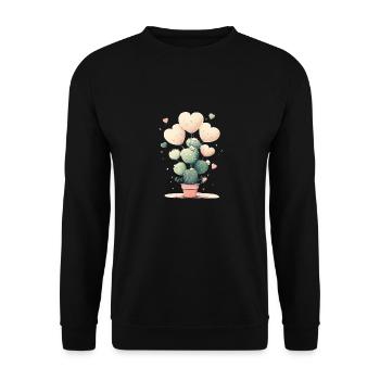 Cactus Cute Heart Desert Succulents Lover Plant - Unisex Sweatshirt - black - Front - Alina (178cm) & Michal (187cm)
